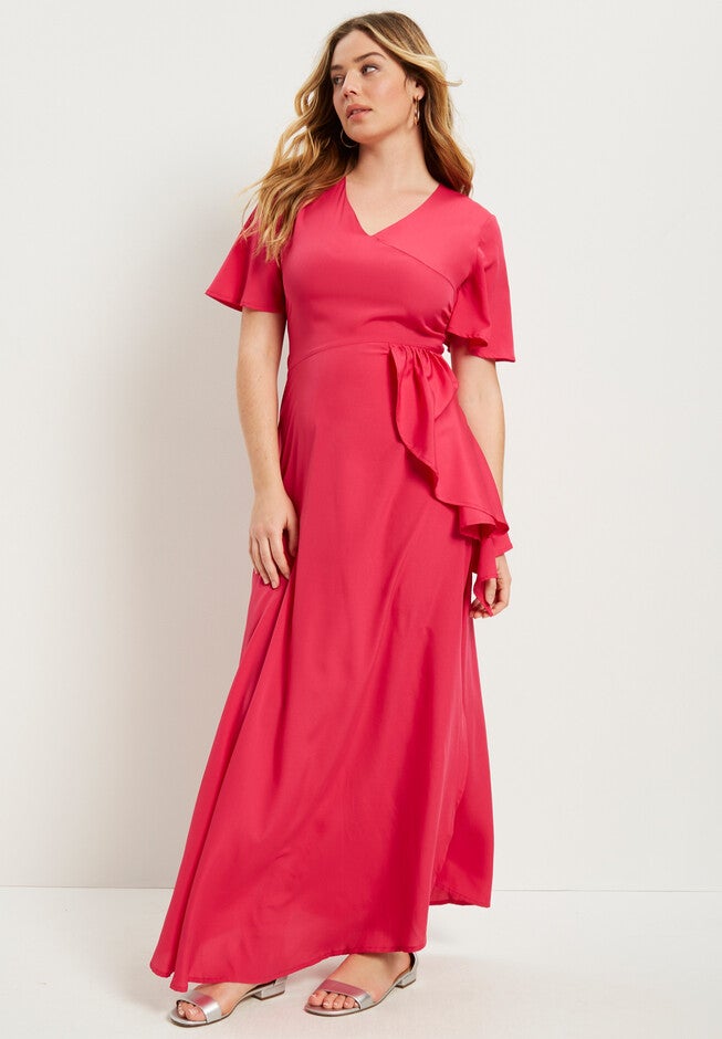 Faux-Wrap Maxi Dress, , alternate image number 3