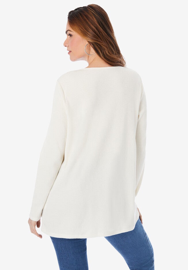 Lace Yoke Thermal Top, , on-hover image number 1