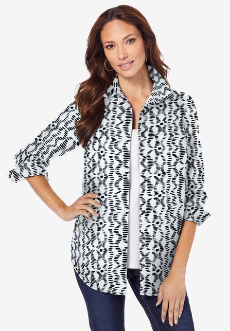 Long-Sleeve Kate Big Shirt, BLACK TRIBAL, hi-res image number null