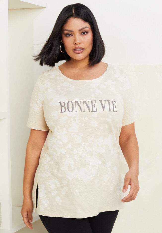 Scoop-Neck Graphic Tee, OATMEAL IVORY GRAPHIC, hi-res image number null