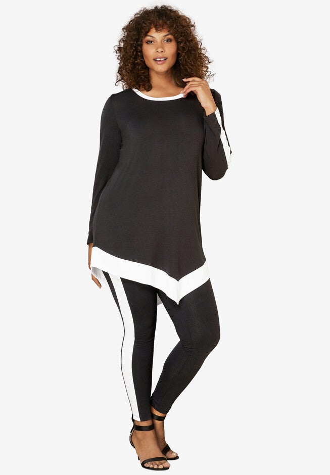 Contrast Trim Lounge Set, BLACK WHITE, hi-res image number 0