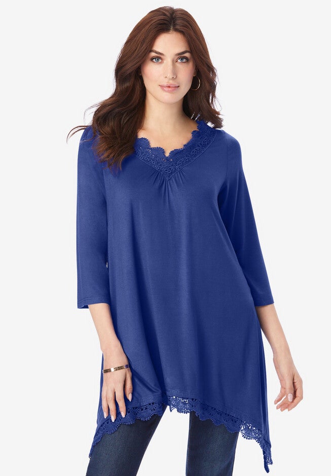 Lace Handkerchief Hem Ultra Femme Tunic, ULTRA BLUE, hi-res image number null