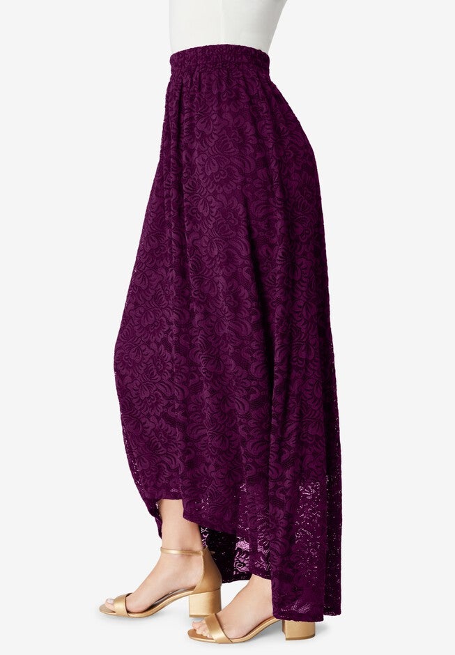 Paisley Lace High-Low Tiered Skirt, , alternate image number null