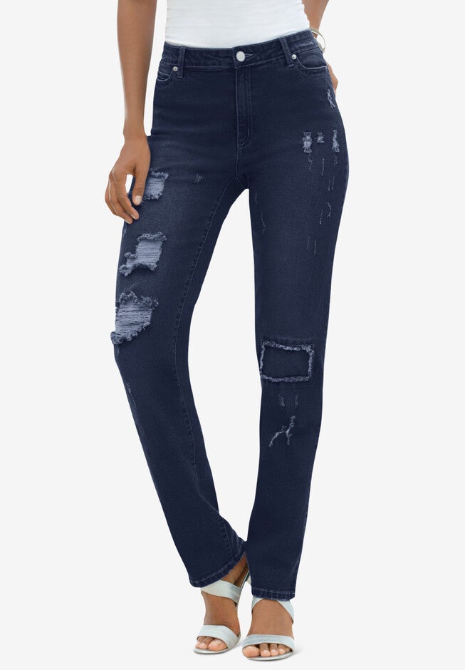 Distressed Jean with Invisible Stretch®, INDIGO WASH, hi-res image number 0