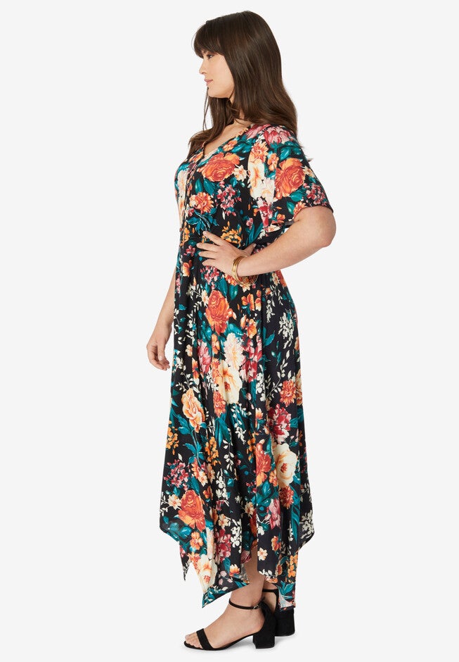Handkerchief-Hem Midi Dress, , alternate image number null