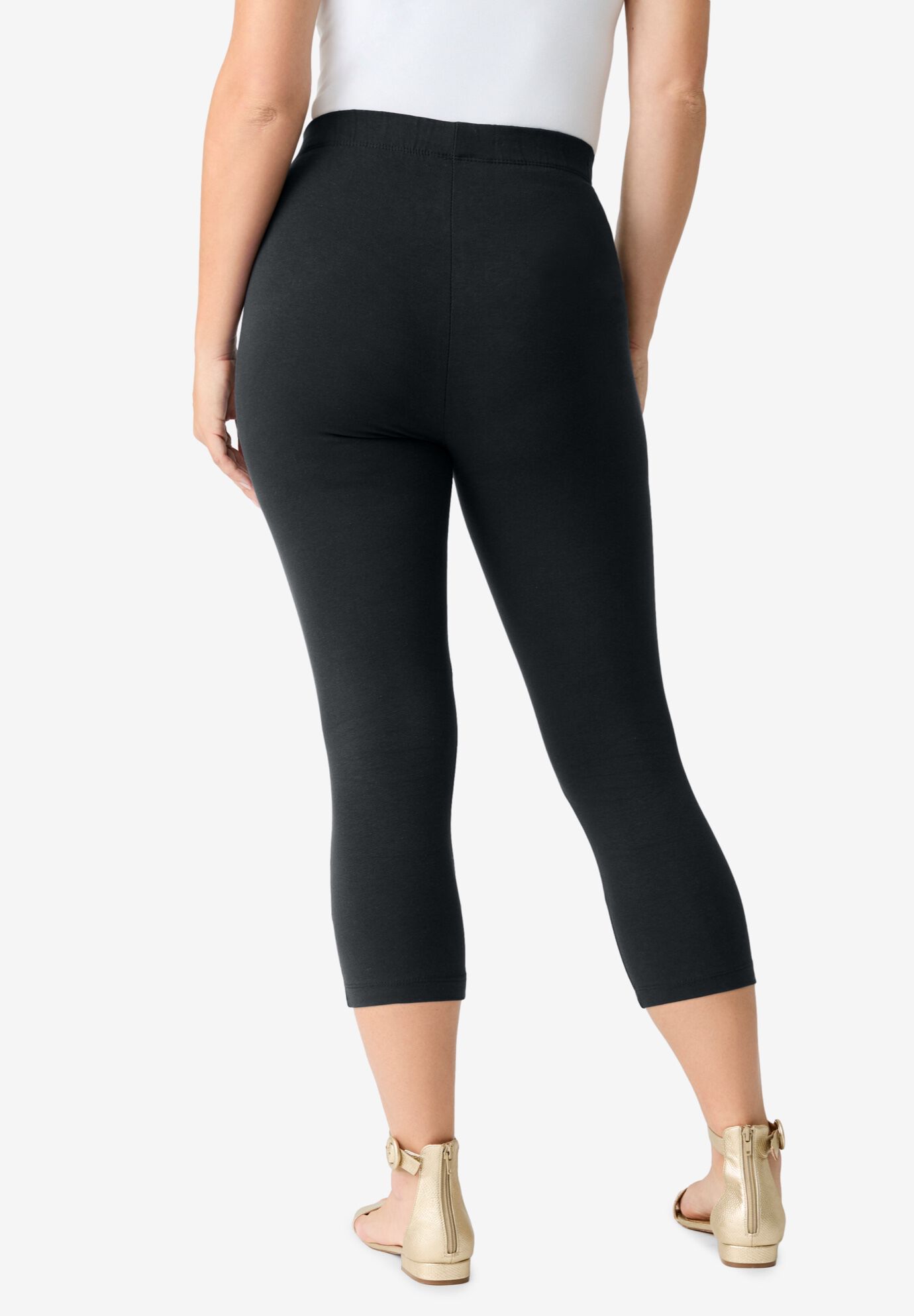 Plus Size Essential Stretch Capri Legging, BLACK, alternate image number 2
