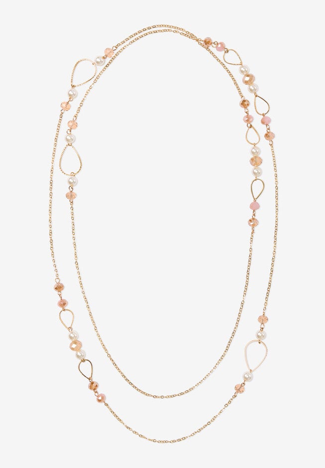 Beaded Chain Layered Necklace, GOLD, hi-res image number 0
