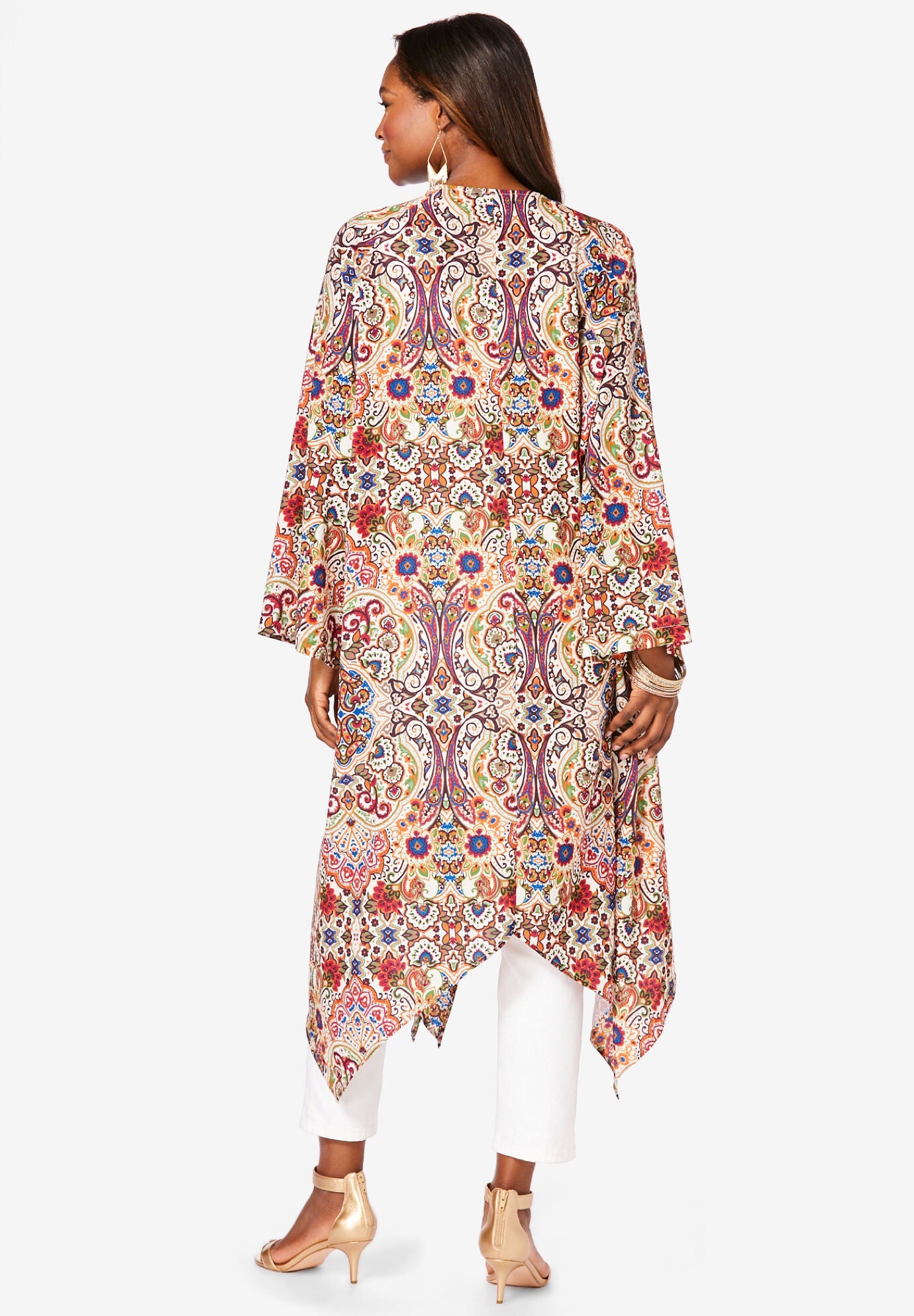 Hanky Hem Kimono, IVORY MIRRORED MEDALLION, alternate image number 2