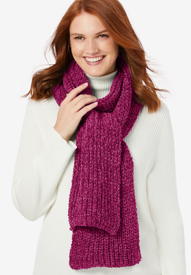 Chenille Scarf, RASPBERRY, hi-res image number null