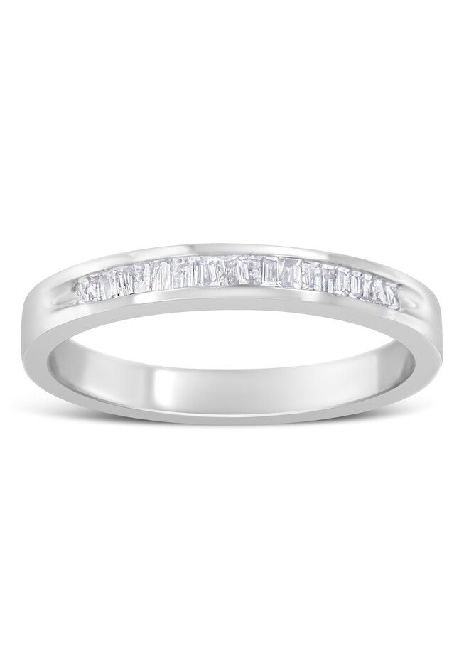 Sterling Silver Diamond Channelset Stackable Band Ring, , alternate image number 2