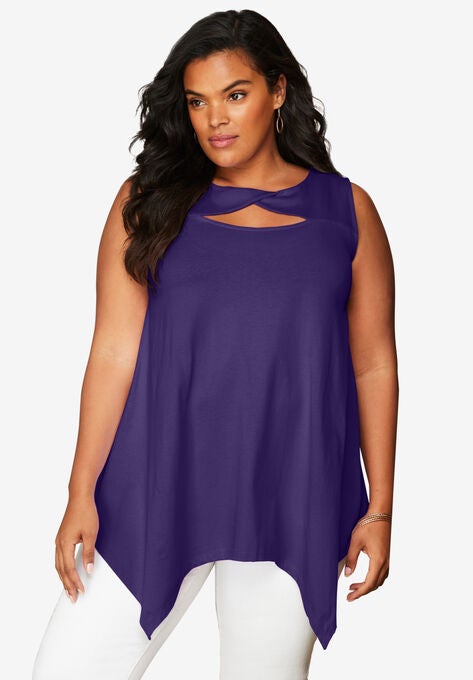 Sleeveless Keyhole Ultimate Tunic, MIDNIGHT VIOLET, hi-res image number null