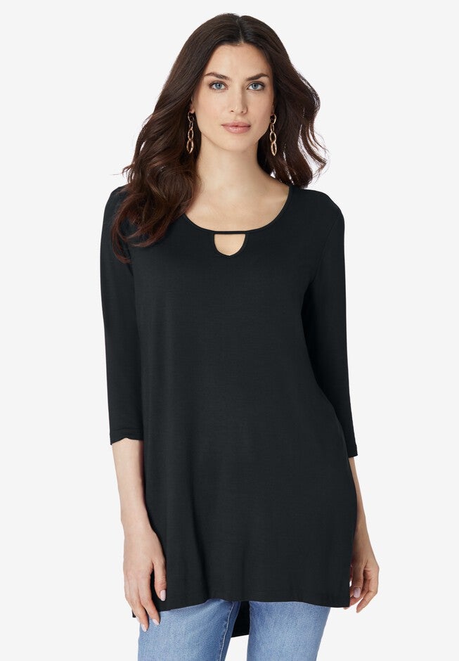 Cutout Detail Ultra Femme Tunic, BLACK, hi-res image number null