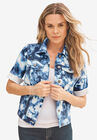 Short-Sleeve Denim Jacket, NAVY ACID TIE DYE, hi-res image number null
