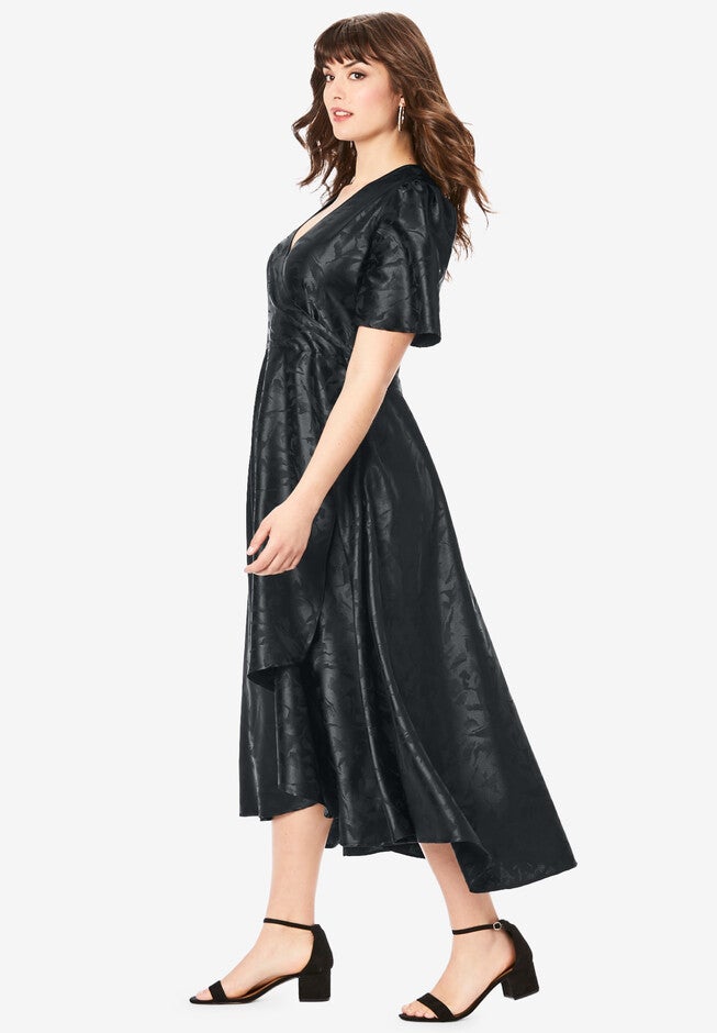 Faux-Wrap Satin Dress, , alternate image number null