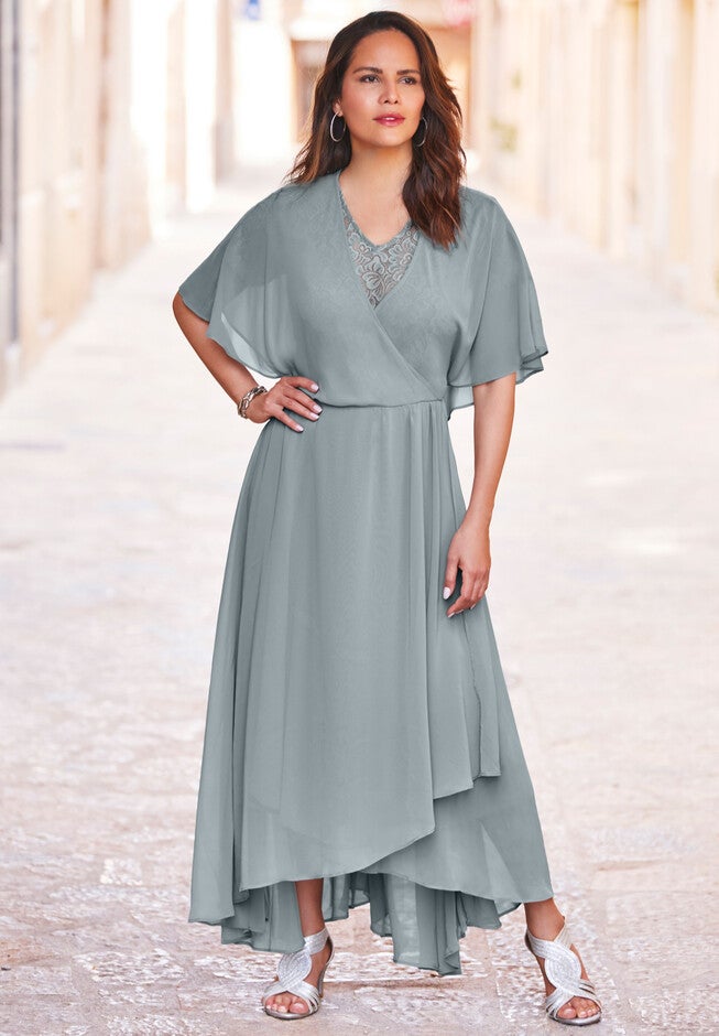 Chiffon Faux Wrap Dress, , alternate image number null