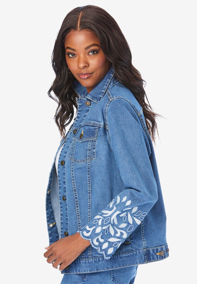 Embroidered Denim Jacket, , alternate image number 2