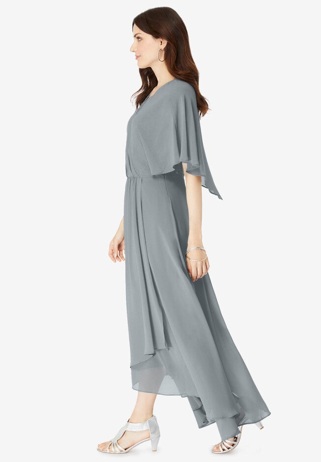 Chiffon Faux Wrap Dress, , alternate image number null