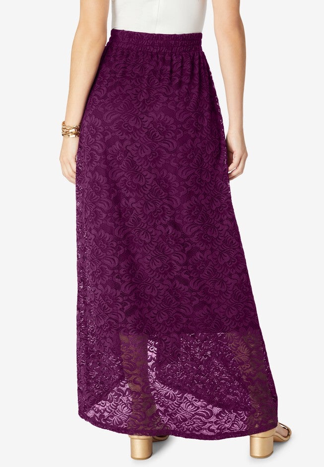 Paisley Lace High-Low Tiered Skirt, , on-hover image number null