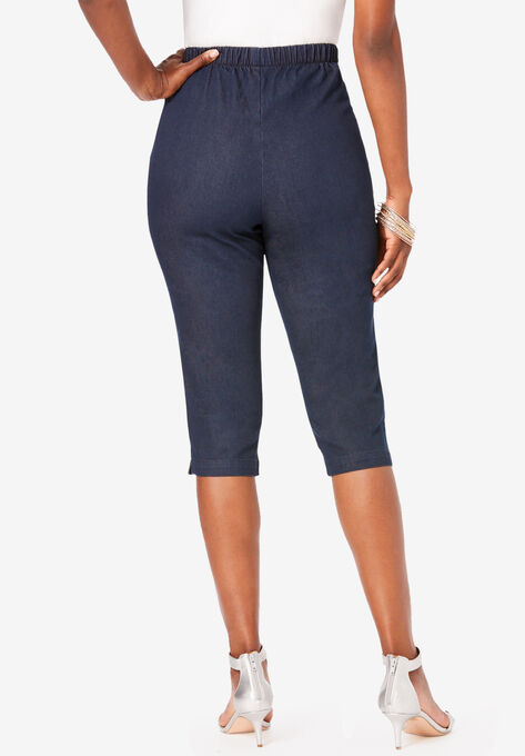 Pull-On Button-Detail Stretch Capri Jean, , on-hover image number null