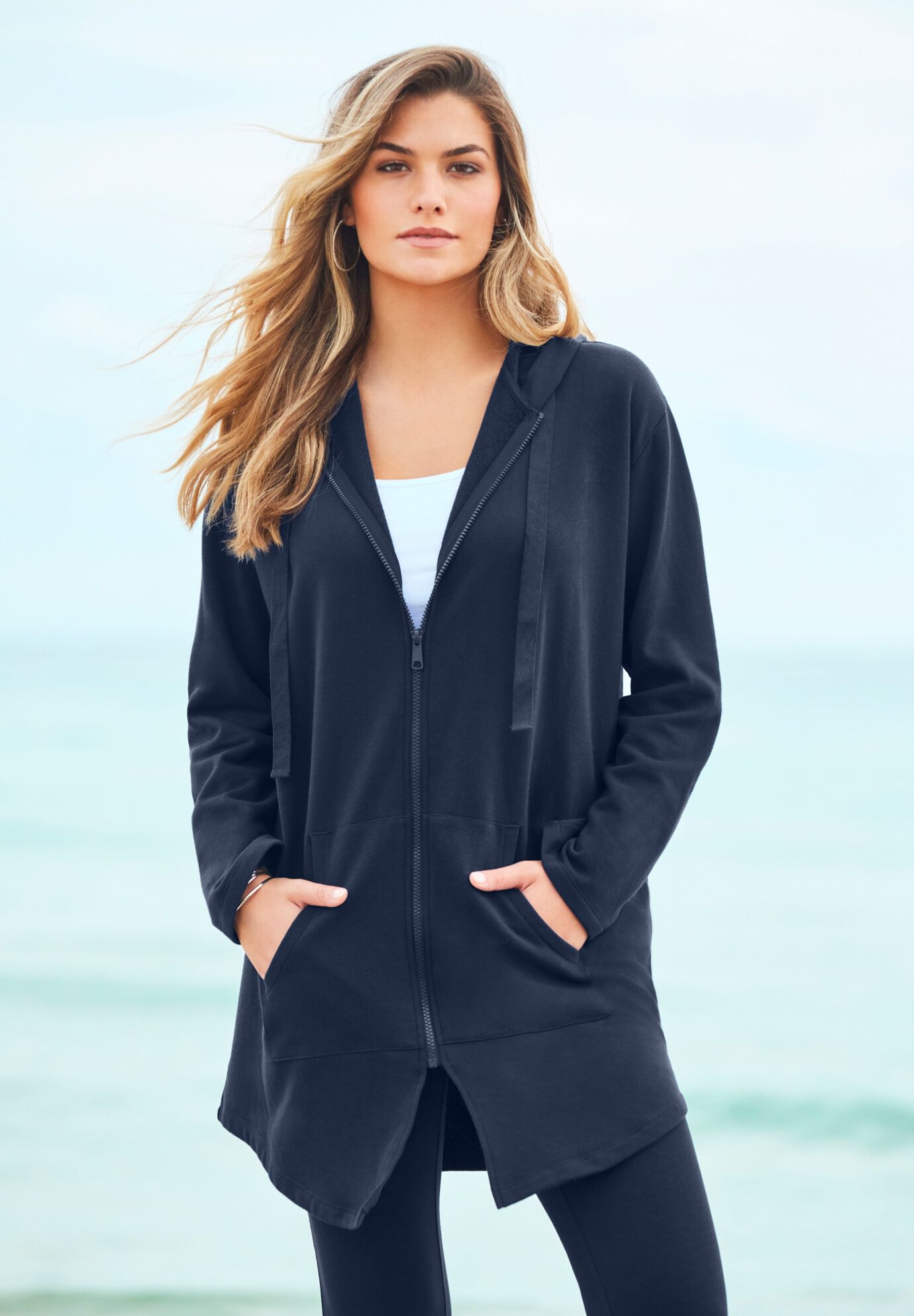 Fleece Zip Hoodie Sweatshirt, , alternate image number 3