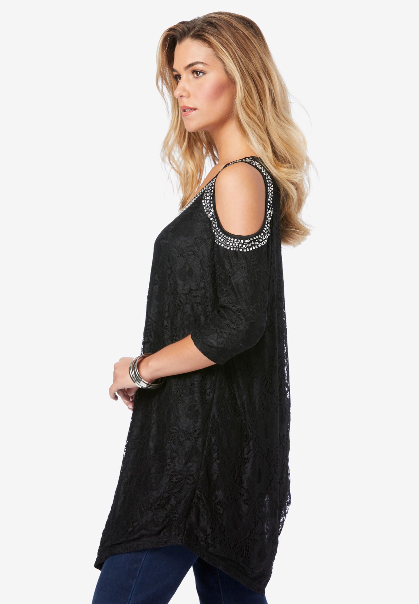 Embellished Cold-Shoulder Tunic, , alternate image number 2