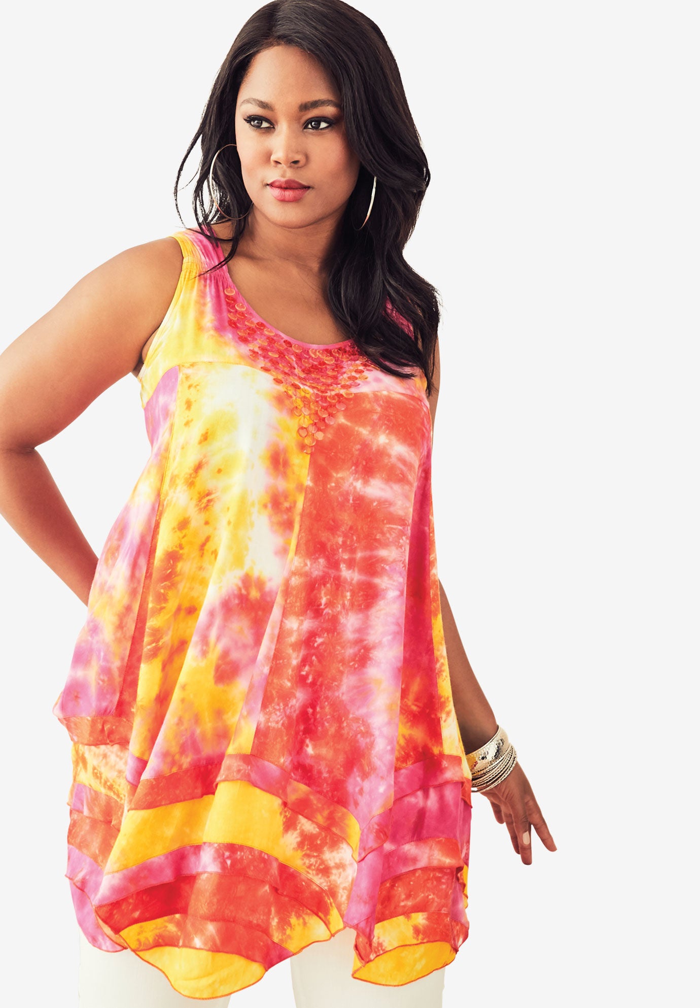 Tie-Dye Tunic, YELLOW TIE DYE, hi-res image number 0