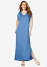 Side-Slit T-Shirt Dress, HORIZON BLUE, hi-res image number null