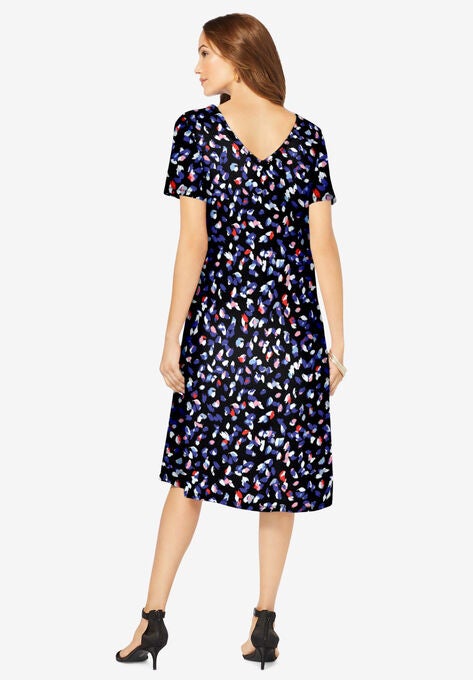 Ultrasmooth® Fabric V-Neck Swing Dress, , on-hover image number null