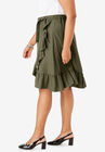 Faux Wrap Skirt with Ruffle Hem, , alternate image number null