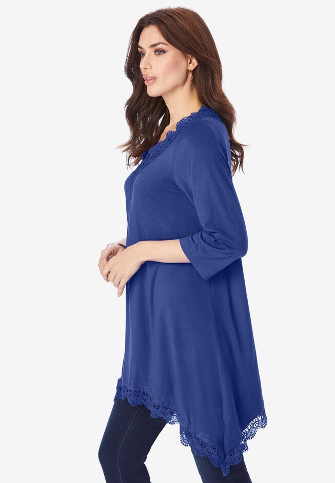 Lace Handkerchief Hem Ultra Femme Tunic, , alternate image number null