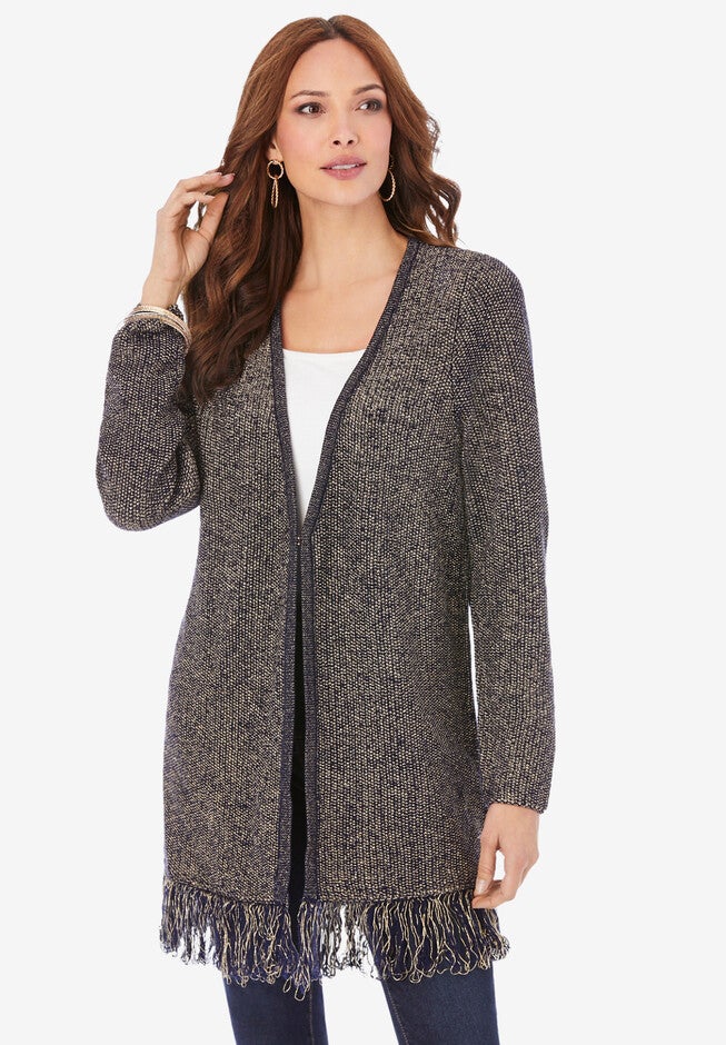 Fringe Cardigan, NAVY, hi-res image number null