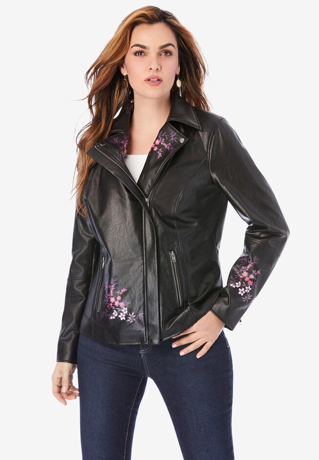 Floral Moto Jacket, BLUSH PEONY BOUQUET, hi-res image number 0