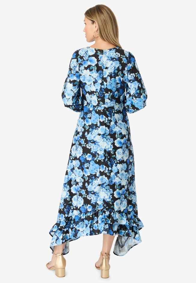 Blouson-Sleeve Ruffle Maxi Dress, , on-hover image number null