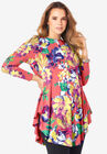 Boatneck Swing Ultra Femme Tunic, CORAL ORCHID GARDEN, hi-res image number null