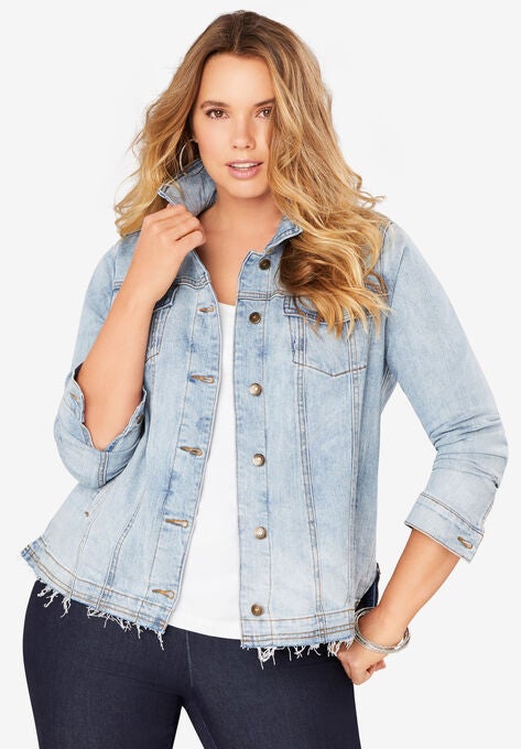 Distressed Denim Jacket, DISTRESSED WASH, hi-res image number null