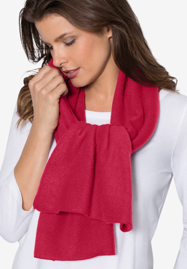 Plush Fleece Scarf, CLASSIC RED, hi-res image number 0