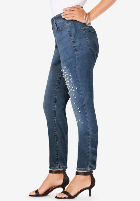 Pearl & Rhinestone Skinny Jean, , alternate image number null