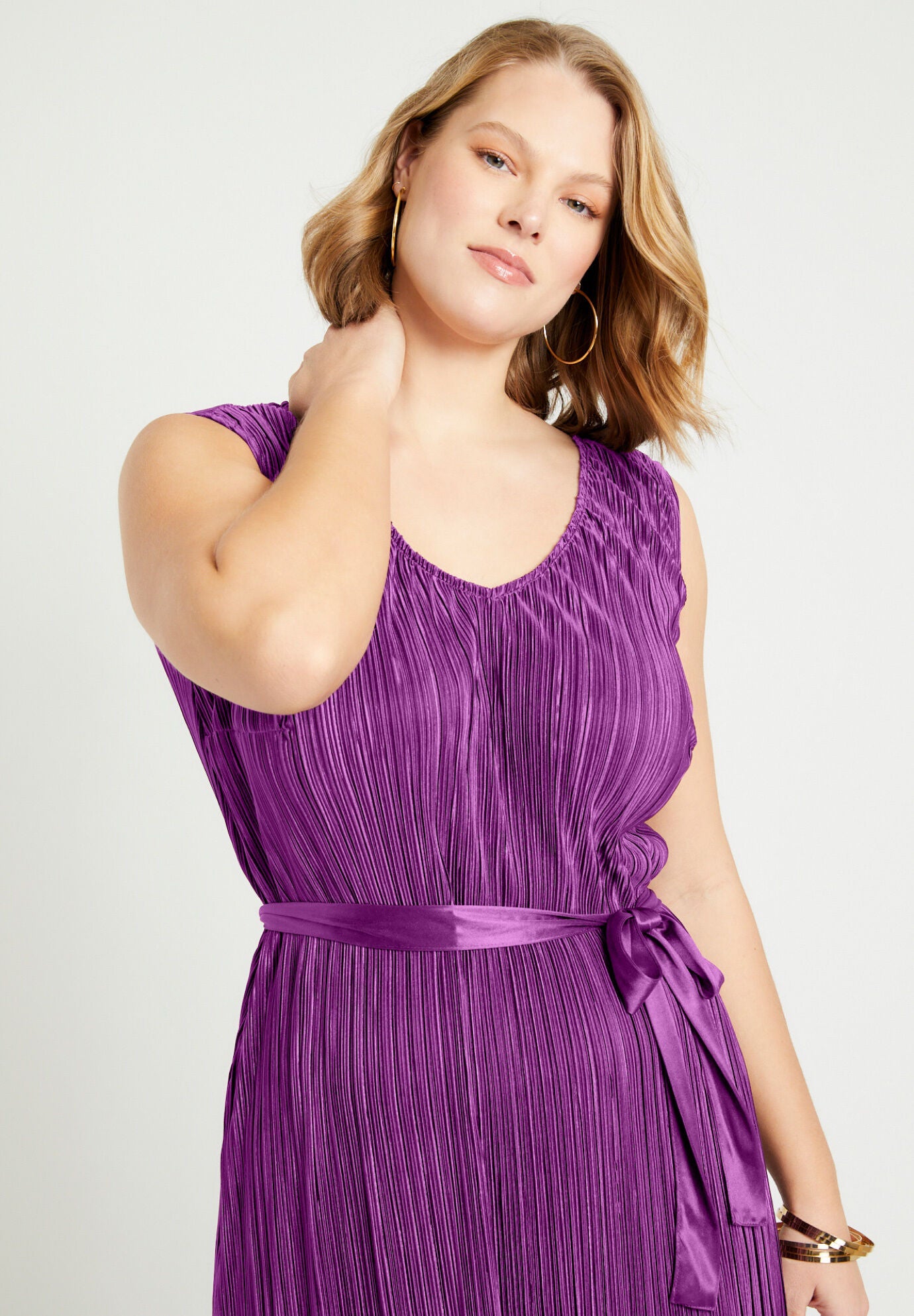 Plisse Midi Dress, , alternate image number 3