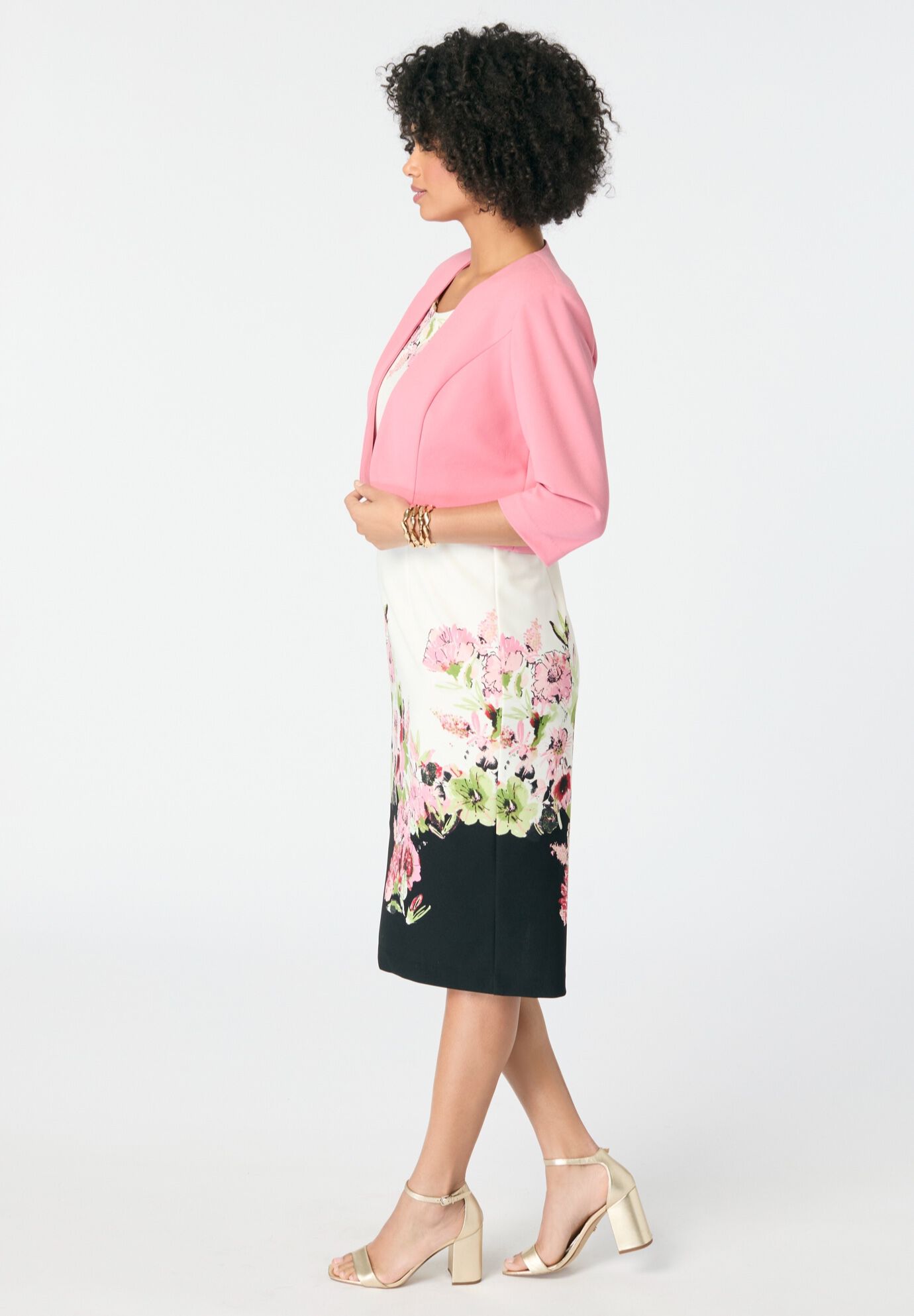 Printed Jacket Dress, ROSE WHITE, alternate image number 2