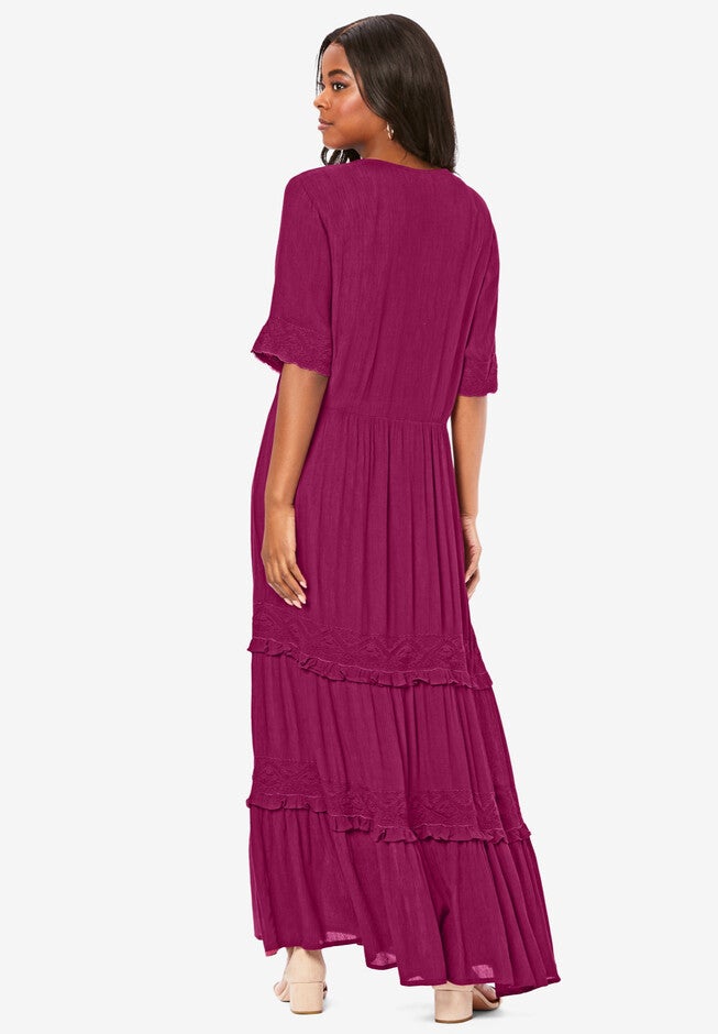 Lace Crinkle Maxi Dress, , on-hover image number null