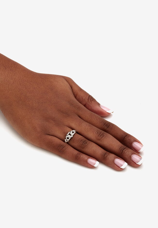 Platinum & Silver Promise Ring with Diamond-Accent, , alternate image number null