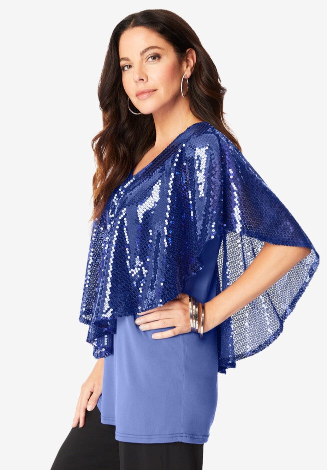Ultrasmooth® Fabric Sequin Popover Tee., , alternate image number null