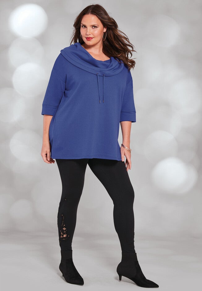 Drawstring Cowlneck Sweatshirt, , alternate image number null