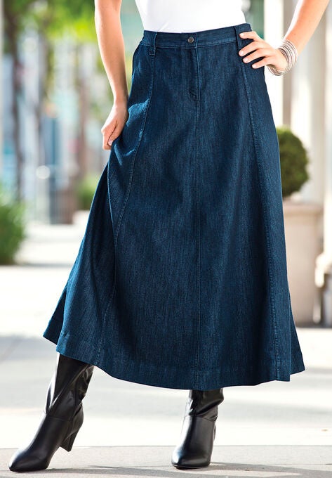 A-line Denim Maxi Skirt, , alternate image number null