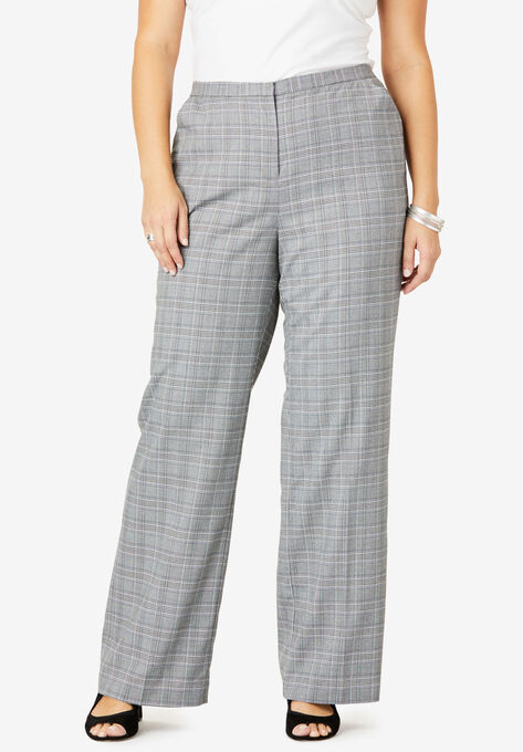Suiting Wide-Leg Trouser, GRAY PLAID, hi-res image number null