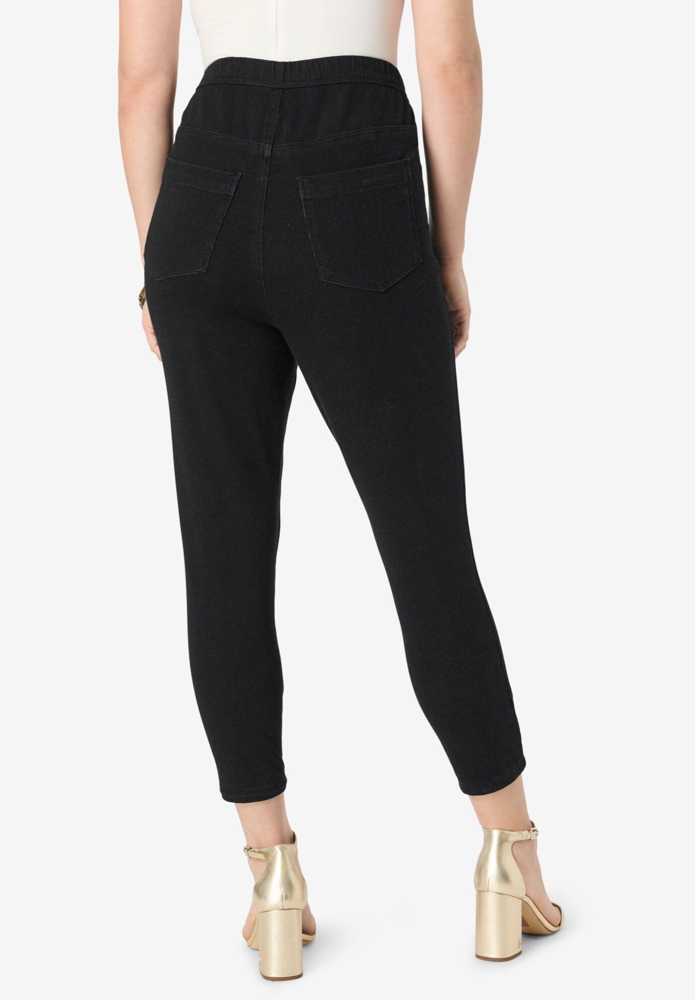 Knit Jean Capri, BLACK, on-hover image number 1