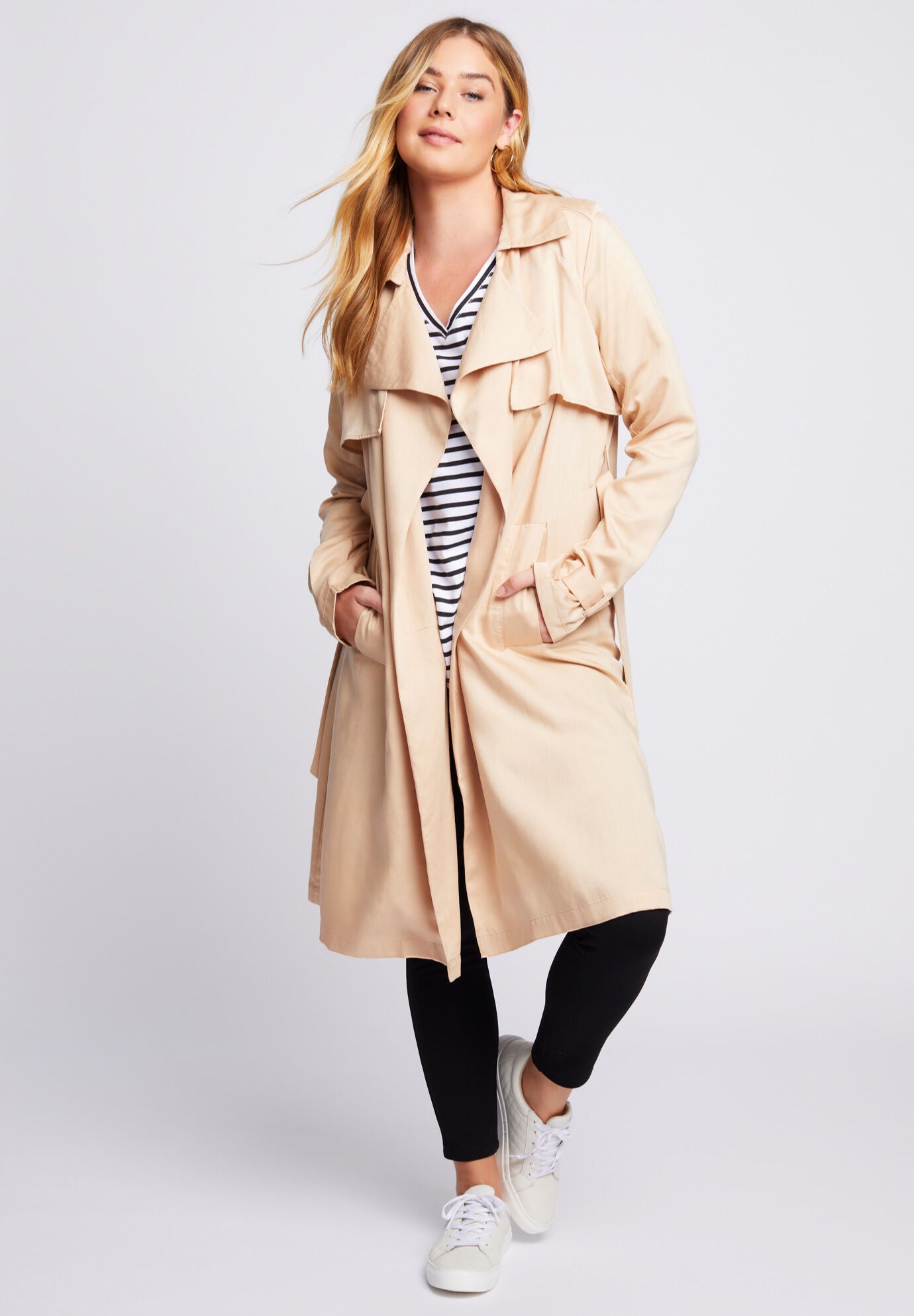 Twill Trench Coat, NEW KHAKI, hi-res image number 0