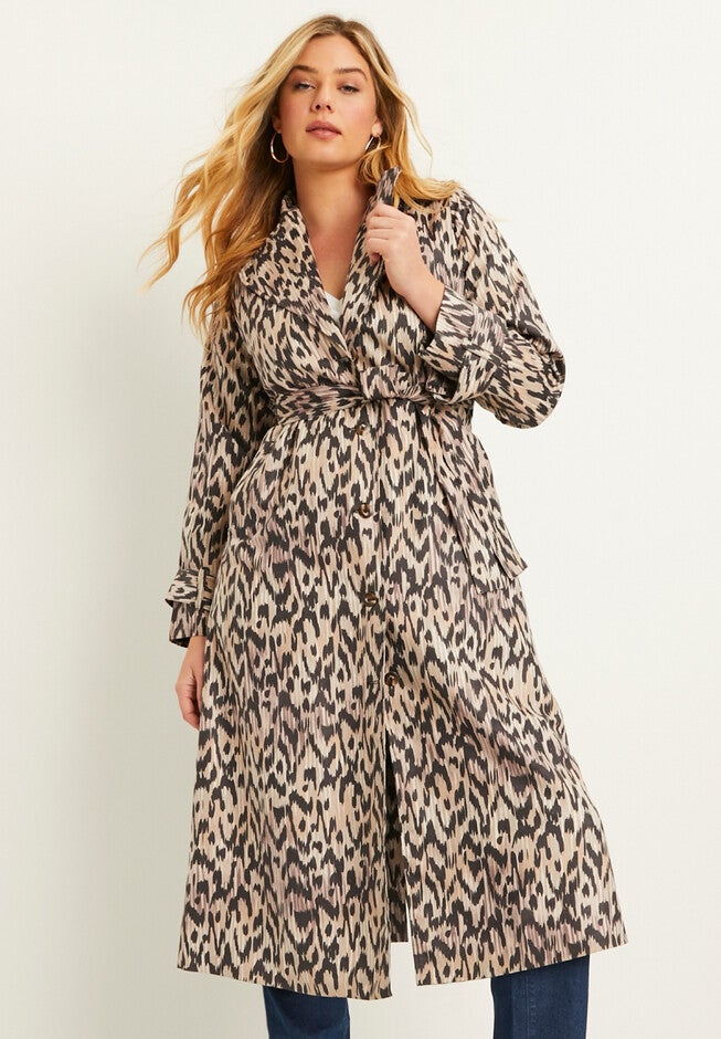 Faux-Suede Trench Coat, , alternate image number 3