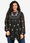 Embroidered Peasant Tunic, BLACK, hi-res image number null