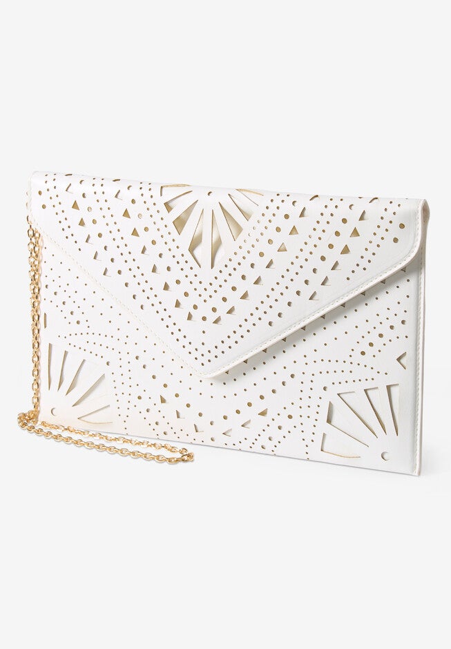 Faux Leather Laser Cut Clutch, , alternate image number null